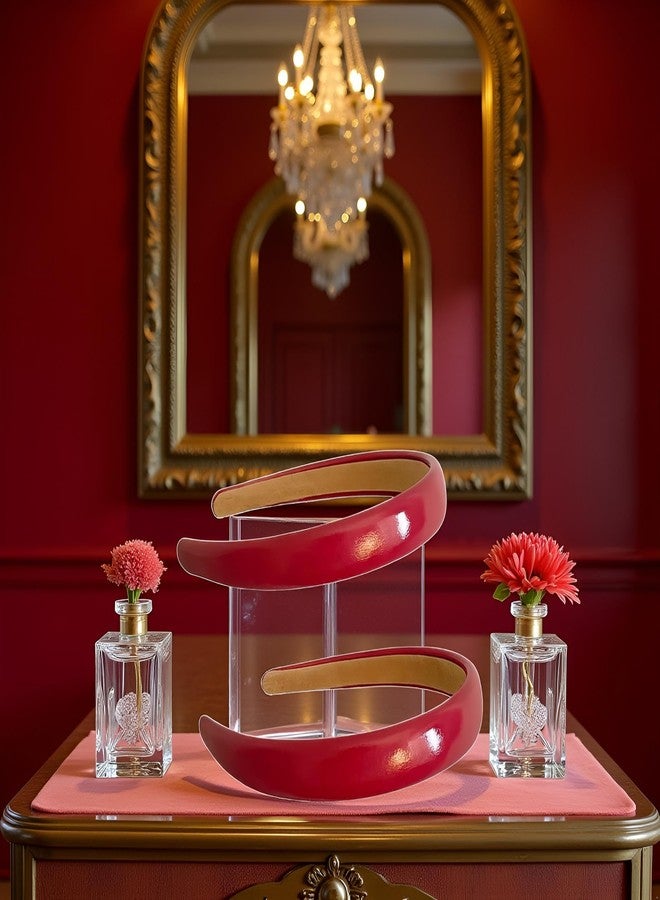 طقم ربطات شعر من الجلد الأحمر من وينتوين آب، قطعتان، بتصميم كلاسيكي لامع، عريض، إسفنجي، مانع للانزلاق، إكسسوارات شعر نسائية - Image 4